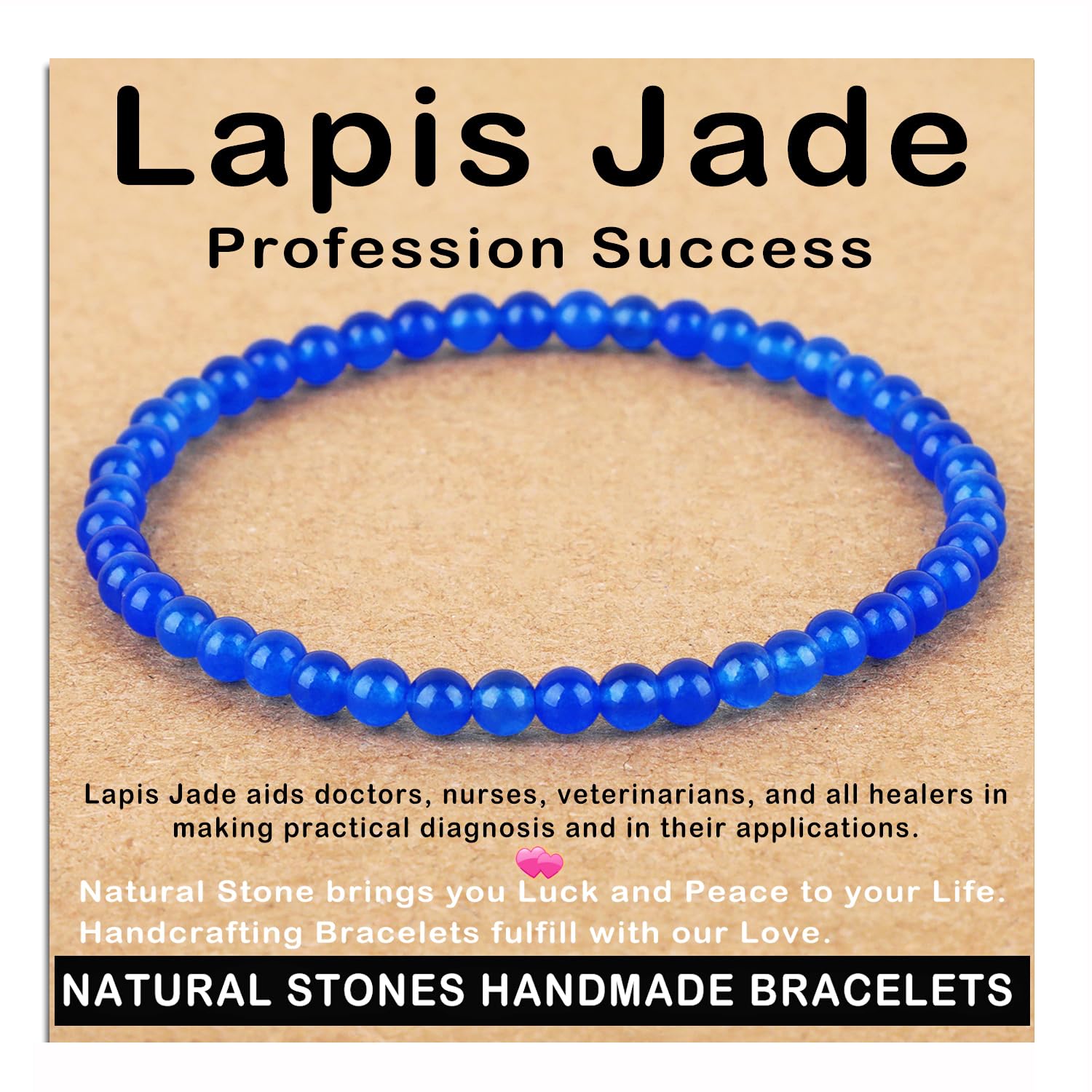 AD Beads Handmade Gemstone Stretch Elastic Bracelet Crystal Healing Reiki Nature's Beauty and Spiritual Essence Unisex (4mm, Black Tourmaline (Best protection))