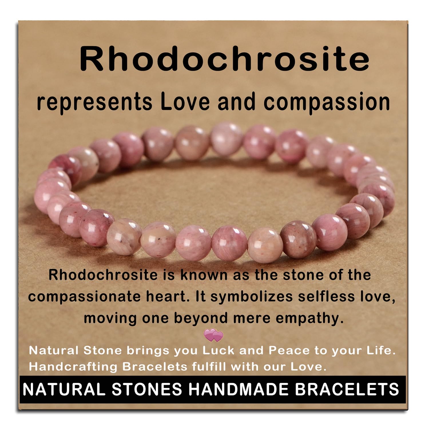 AD Beads Handmade Gemstone Stretch Elastic Bracelet Crystal Healing Reiki Nature's Beauty and Spiritual Essence Unisex (4mm, Black Tourmaline (Best protection))