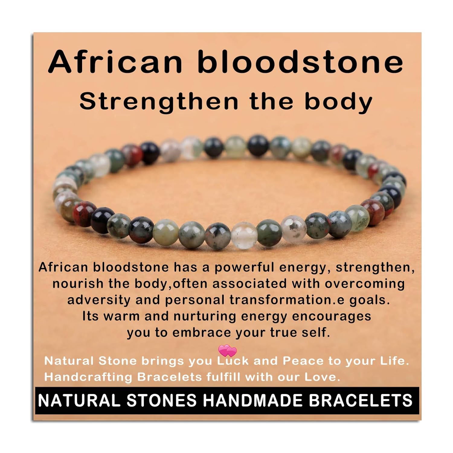 AD Beads Handmade Gemstone Stretch Elastic Bracelet Crystal Healing Reiki Nature's Beauty and Spiritual Essence Unisex (4mm, Black Tourmaline (Best protection))