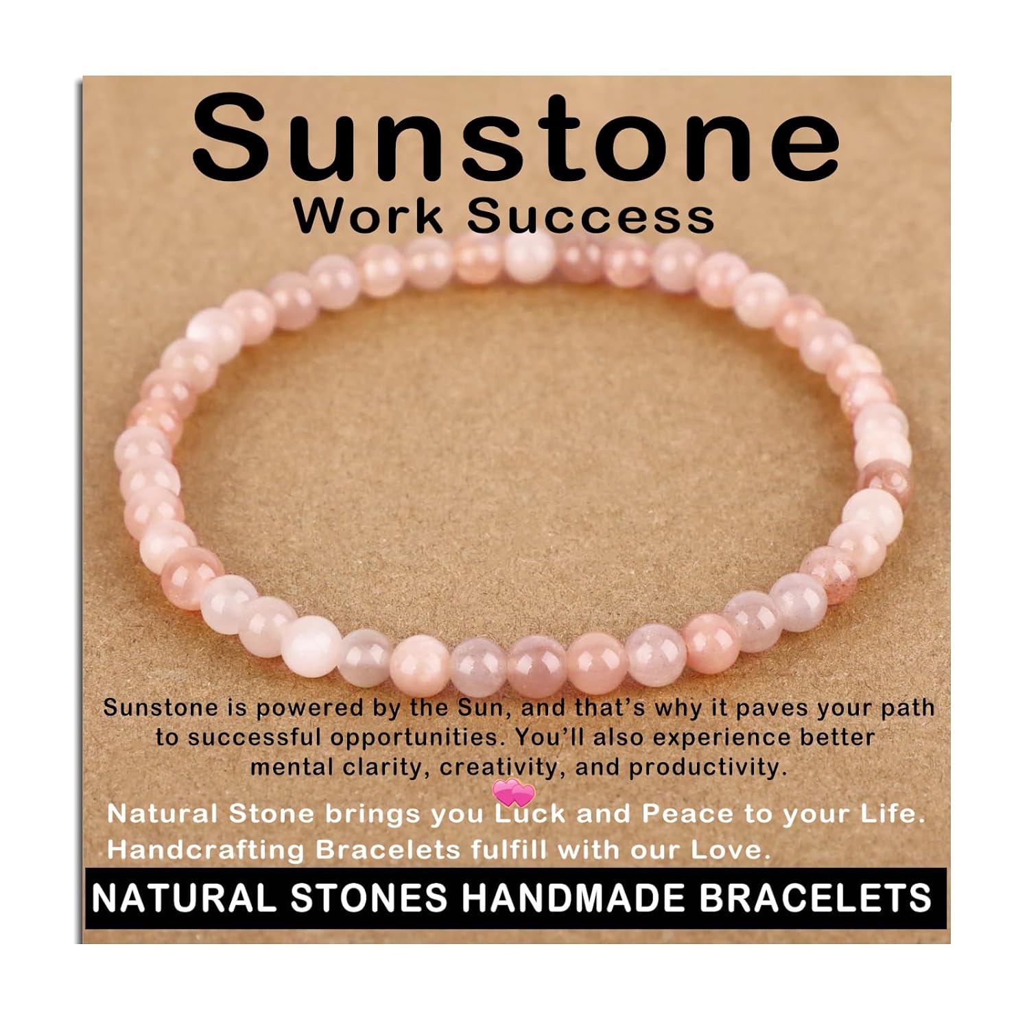 AD Beads Handmade Gemstone Stretch Elastic Bracelet Crystal Healing Reiki Nature's Beauty and Spiritual Essence Unisex (4mm, Black Tourmaline (Best protection))
