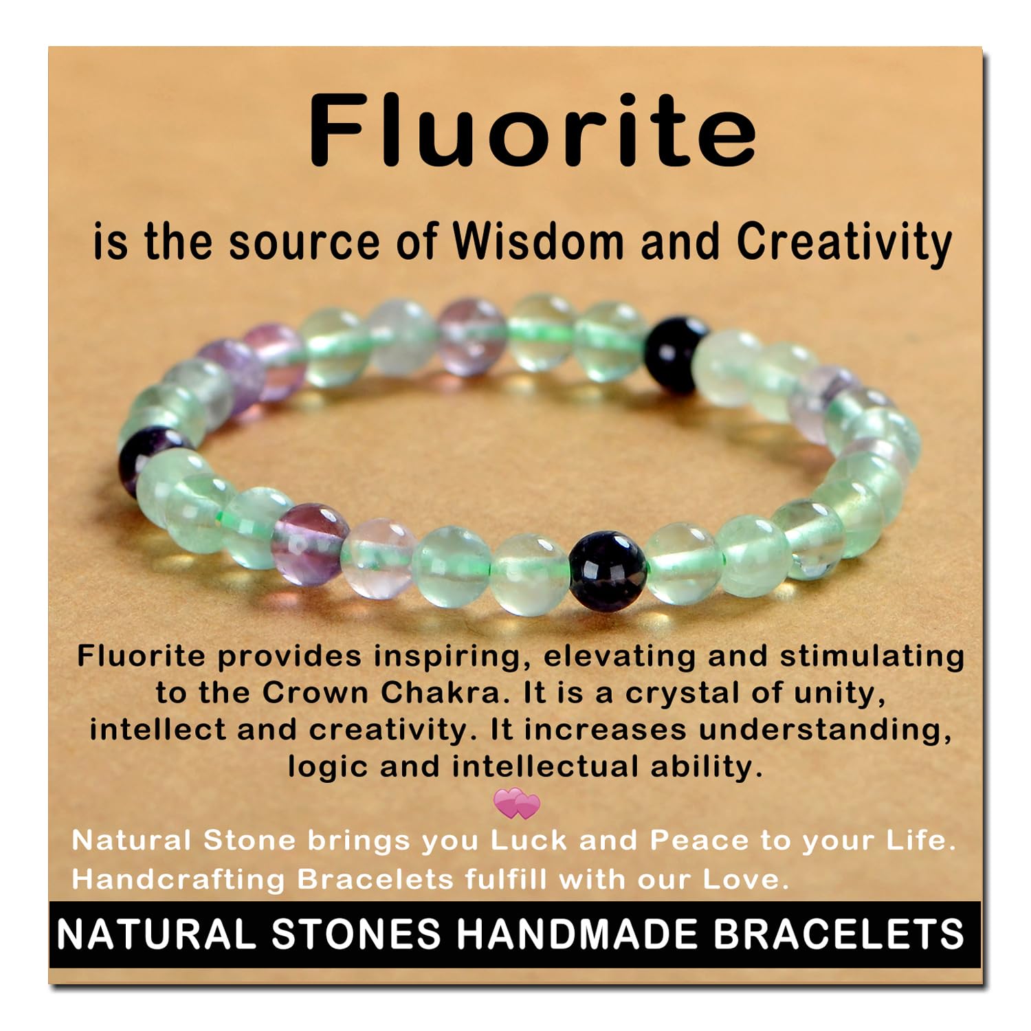 AD Beads Handmade Gemstone Stretch Elastic Bracelet Crystal Healing Reiki Nature's Beauty and Spiritual Essence Unisex (4mm, Black Tourmaline (Best protection))