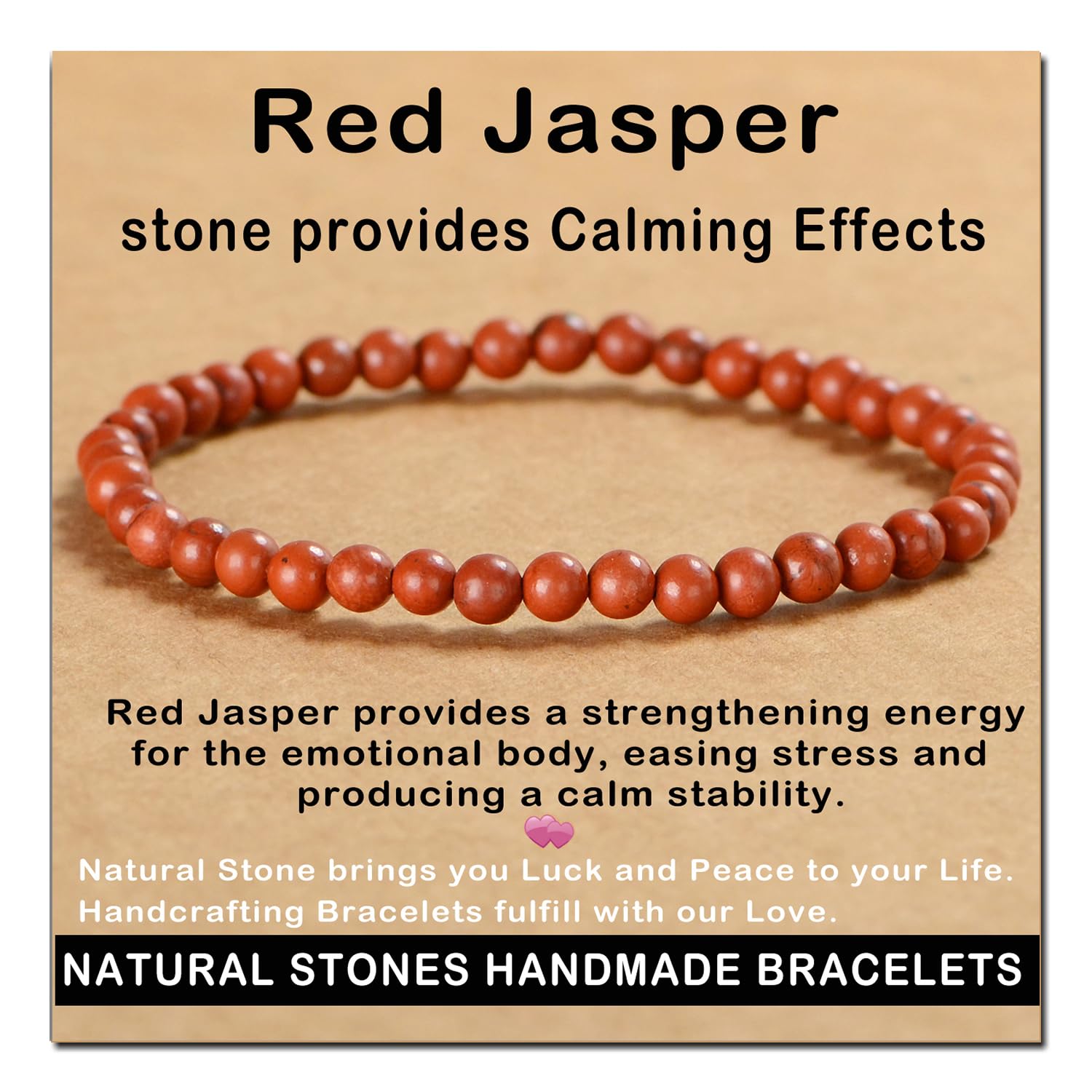 AD Beads Handmade Gemstone Stretch Elastic Bracelet Crystal Healing Reiki Nature's Beauty and Spiritual Essence Unisex (4mm, Black Tourmaline (Best protection))