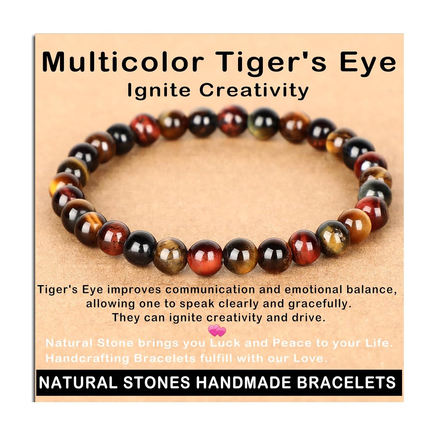 AD Beads Handmade Gemstone Stretch Elastic Bracelet Crystal Healing Reiki Nature's Beauty and Spiritual Essence Unisex (4mm, Black Tourmaline (Best protection))