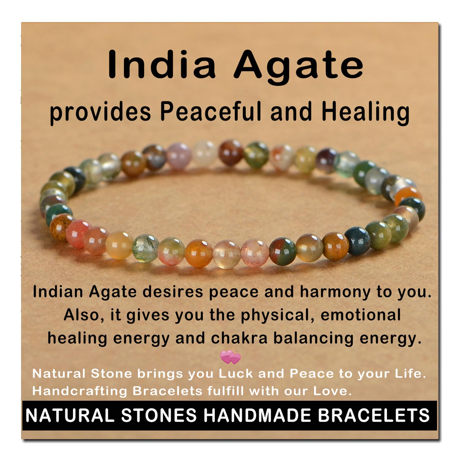 AD Beads Handmade Gemstone Stretch Elastic Bracelet Crystal Healing Reiki Nature's Beauty and Spiritual Essence Unisex (4mm, Black Tourmaline (Best protection))