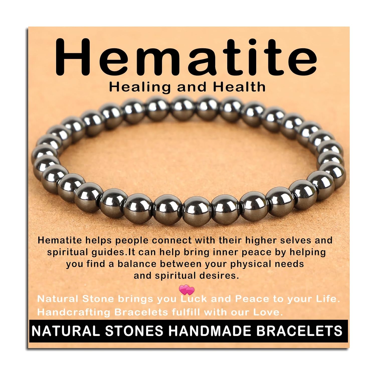 AD Beads Handmade Gemstone Stretch Elastic Bracelet Crystal Healing Reiki Nature's Beauty and Spiritual Essence Unisex (4mm, Black Tourmaline (Best protection))