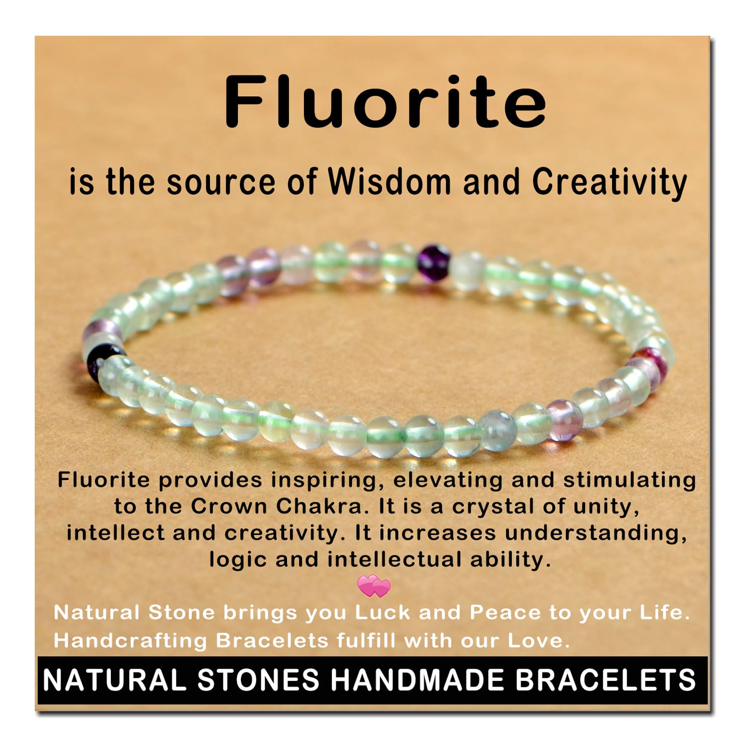 AD Beads Handmade Gemstone Stretch Elastic Bracelet Crystal Healing Reiki Nature's Beauty and Spiritual Essence Unisex (4mm, Black Tourmaline (Best protection))