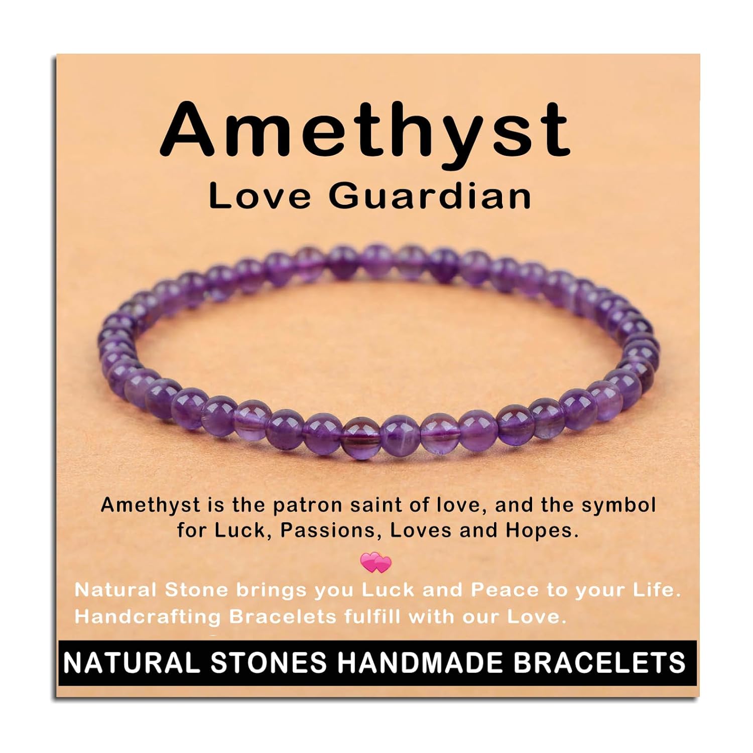 AD Beads Handmade Gemstone Stretch Elastic Bracelet Crystal Healing Reiki Nature's Beauty and Spiritual Essence Unisex (4mm, Black Tourmaline (Best protection))