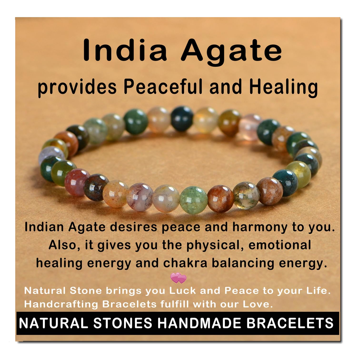 AD Beads Handmade Gemstone Stretch Elastic Bracelet Crystal Healing Reiki Nature's Beauty and Spiritual Essence Unisex (4mm, Black Tourmaline (Best protection))