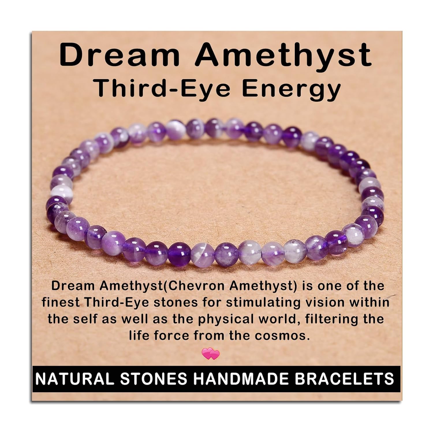 AD Beads Handmade Gemstone Stretch Elastic Bracelet Crystal Healing Reiki Nature's Beauty and Spiritual Essence Unisex (4mm, Black Tourmaline (Best protection))