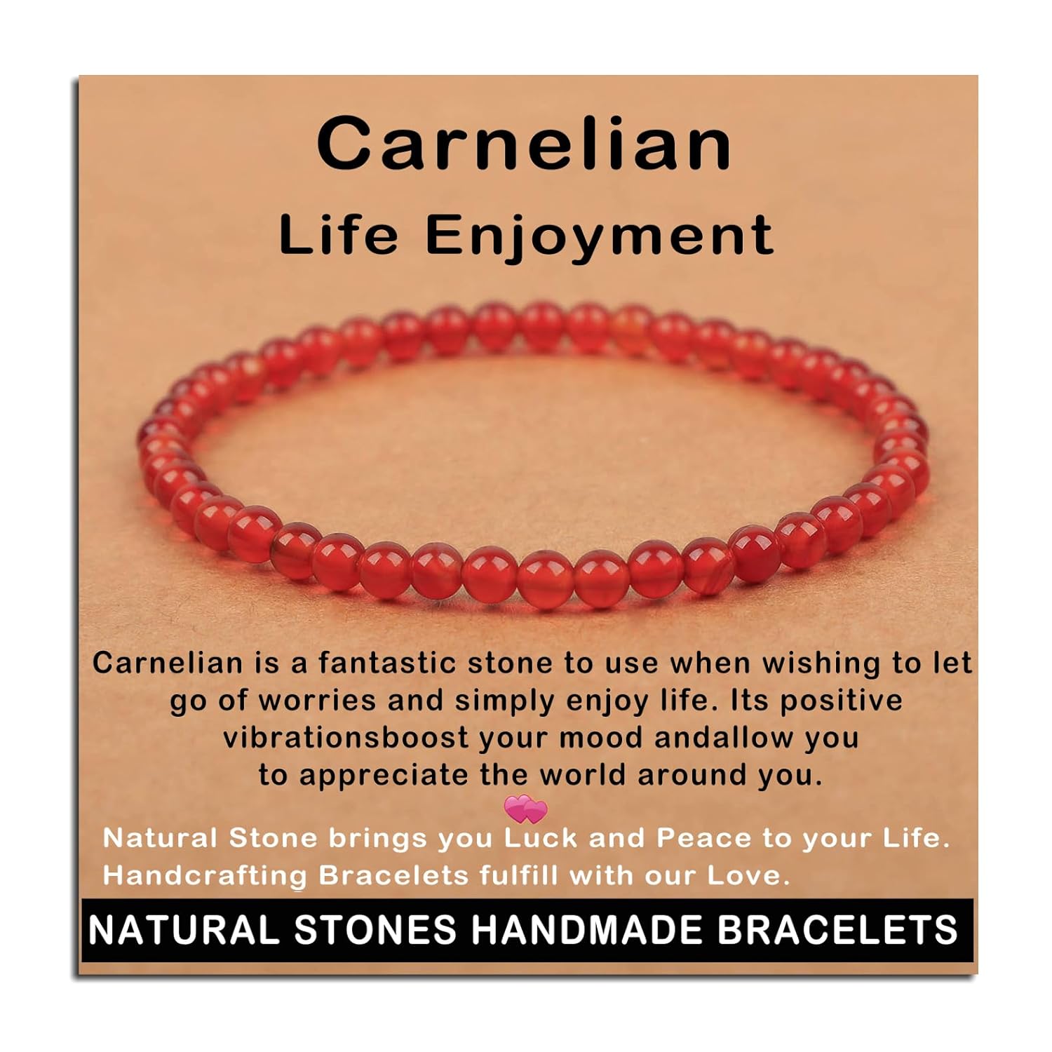 AD Beads Handmade Gemstone Stretch Elastic Bracelet Crystal Healing Reiki Nature's Beauty and Spiritual Essence Unisex (4mm, Black Tourmaline (Best protection))
