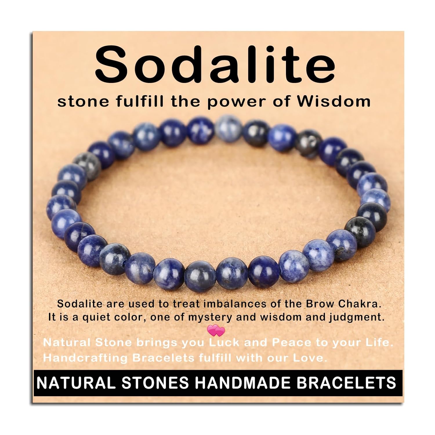 AD Beads Handmade Gemstone Stretch Elastic Bracelet Crystal Healing Reiki Nature's Beauty and Spiritual Essence Unisex (4mm, Black Tourmaline (Best protection))