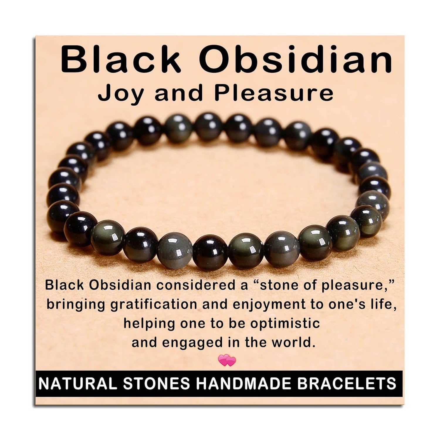 AD Beads Handmade Gemstone Stretch Elastic Bracelet Crystal Healing Reiki Nature's Beauty and Spiritual Essence Unisex (4mm, Black Tourmaline (Best protection))