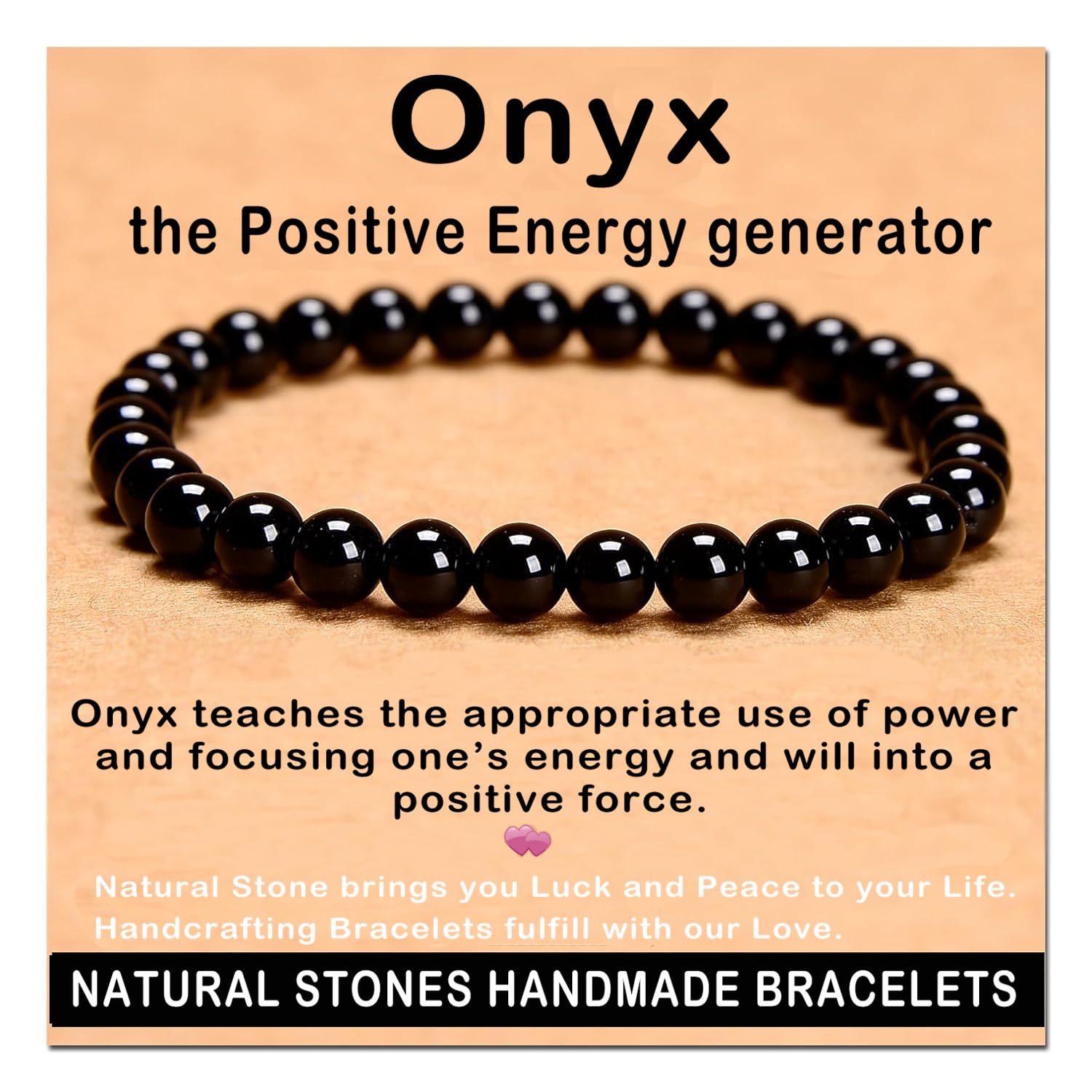 AD Beads Handmade Gemstone Stretch Elastic Bracelet Crystal Healing Reiki Nature's Beauty and Spiritual Essence Unisex (4mm, Black Tourmaline (Best protection))