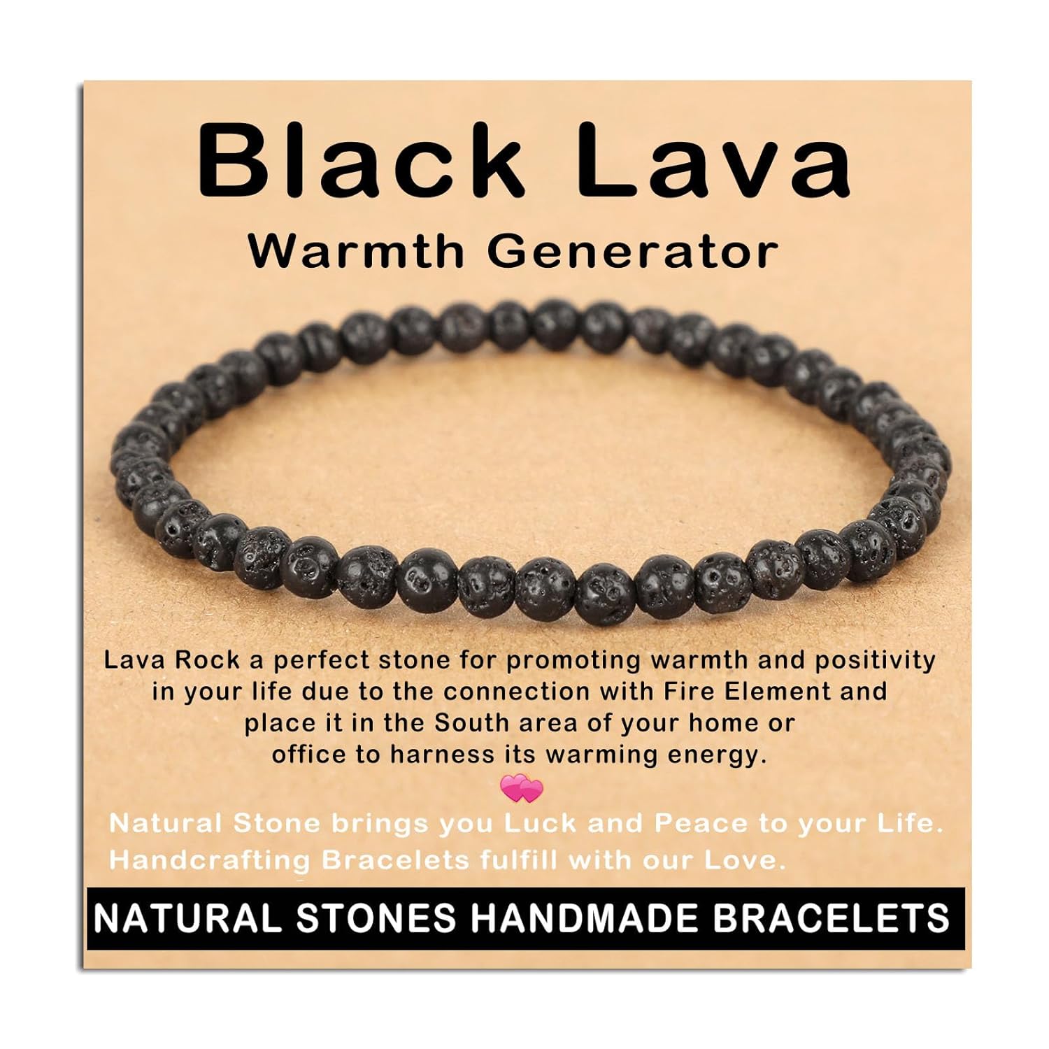 AD Beads Handmade Gemstone Stretch Elastic Bracelet Crystal Healing Reiki Nature's Beauty and Spiritual Essence Unisex (4mm, Black Tourmaline (Best protection))