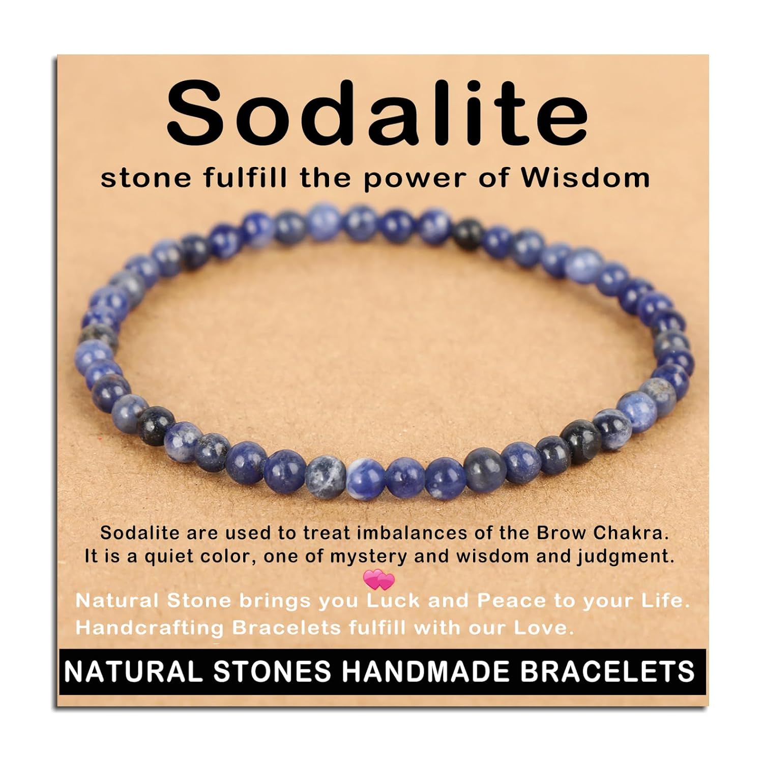 AD Beads Handmade Gemstone Stretch Elastic Bracelet Crystal Healing Reiki Nature's Beauty and Spiritual Essence Unisex (4mm, Black Tourmaline (Best protection))