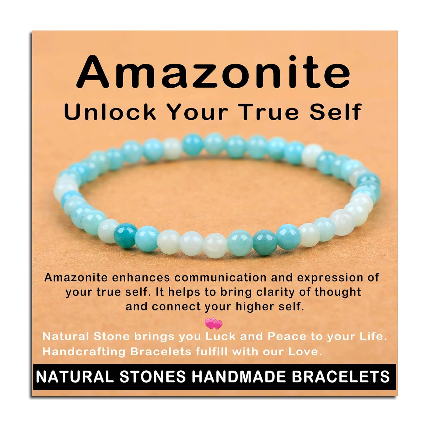 AD Beads Handmade Gemstone Stretch Elastic Bracelet Crystal Healing Reiki Nature's Beauty and Spiritual Essence Unisex (4mm, Black Tourmaline (Best protection))