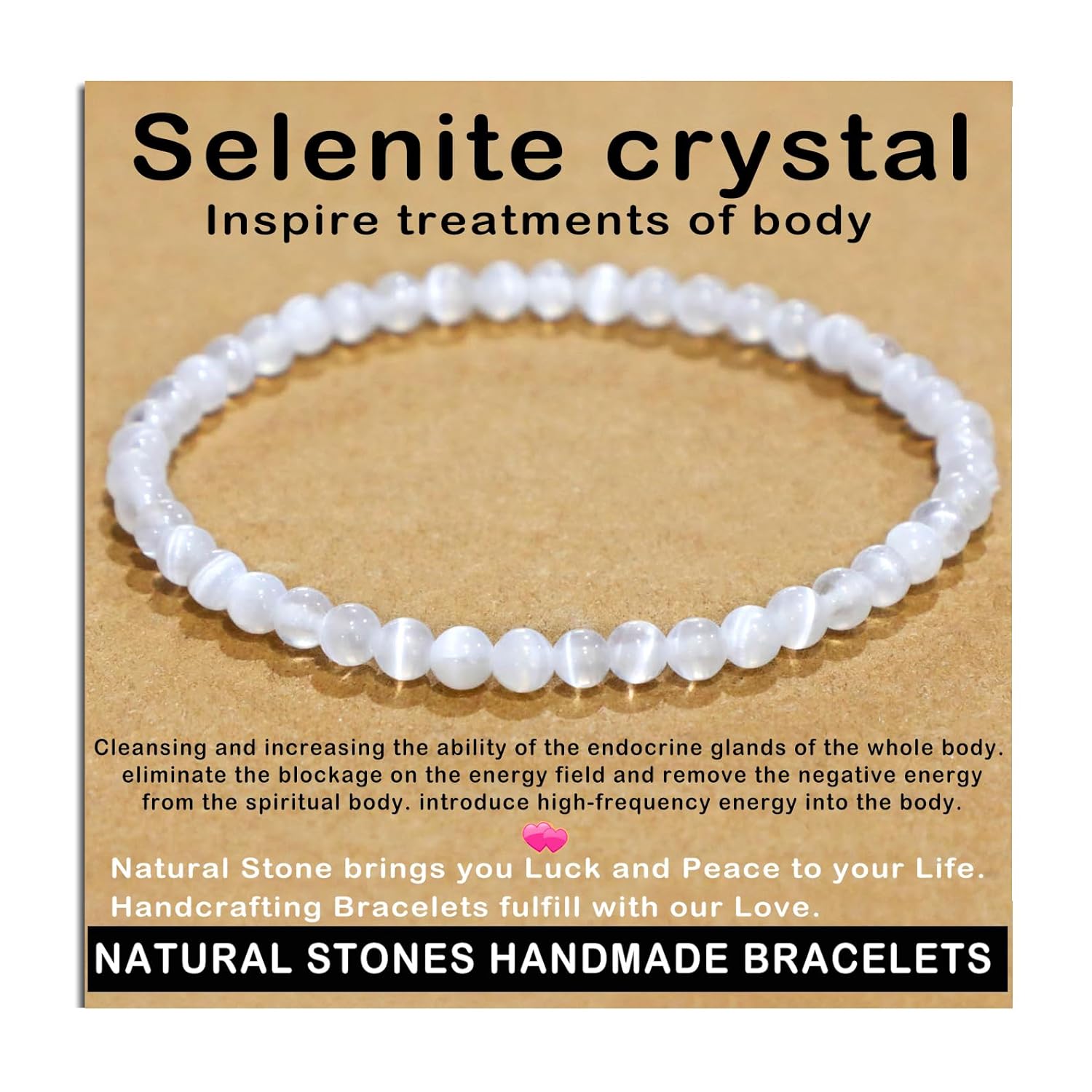 AD Beads Handmade Gemstone Stretch Elastic Bracelet Crystal Healing Reiki Nature's Beauty and Spiritual Essence Unisex (4mm, Black Tourmaline (Best protection))