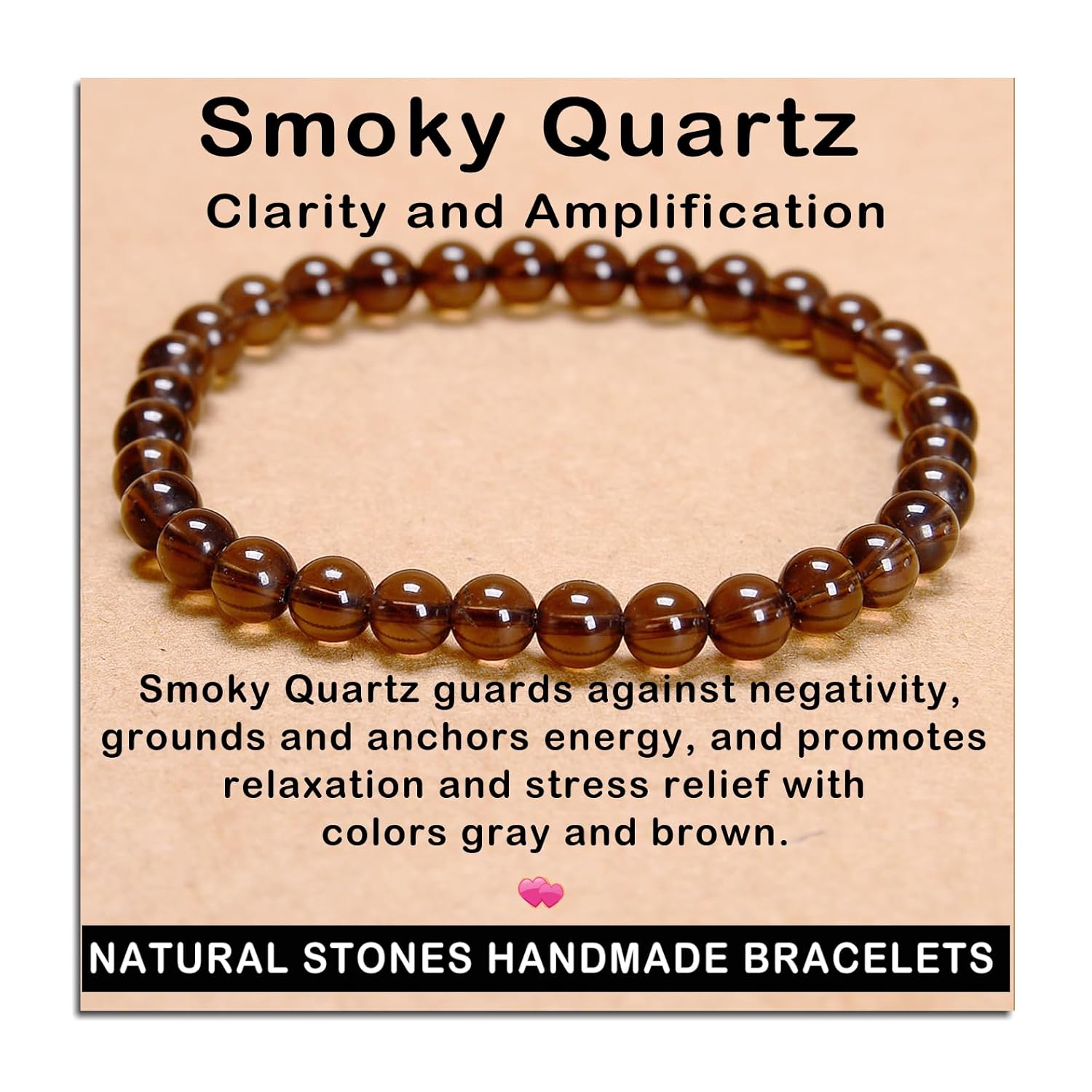 AD Beads Handmade Gemstone Stretch Elastic Bracelet Crystal Healing Reiki Nature's Beauty and Spiritual Essence Unisex (4mm, Black Tourmaline (Best protection))