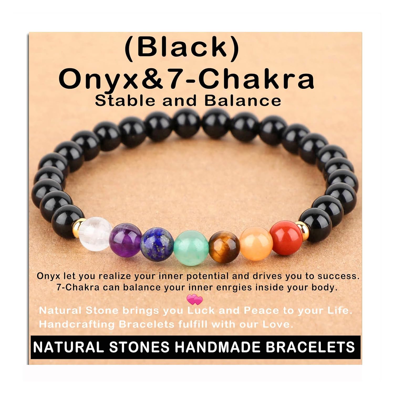 AD Beads Handmade Gemstone Stretch Elastic Bracelet Crystal Healing Reiki Nature's Beauty and Spiritual Essence Unisex (4mm, Black Tourmaline (Best protection))