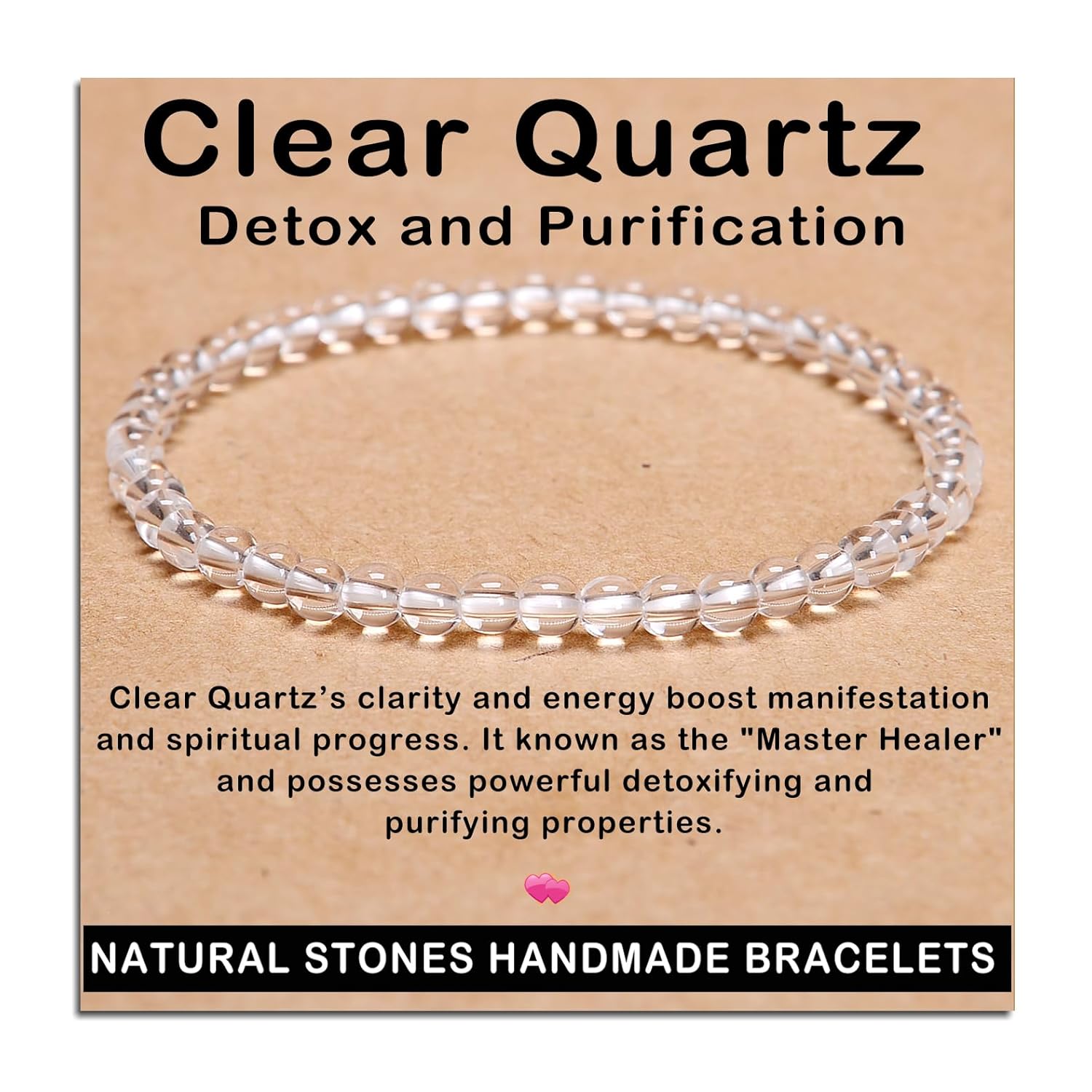 AD Beads Handmade Gemstone Stretch Elastic Bracelet Crystal Healing Reiki Nature's Beauty and Spiritual Essence Unisex (4mm, Black Tourmaline (Best protection))