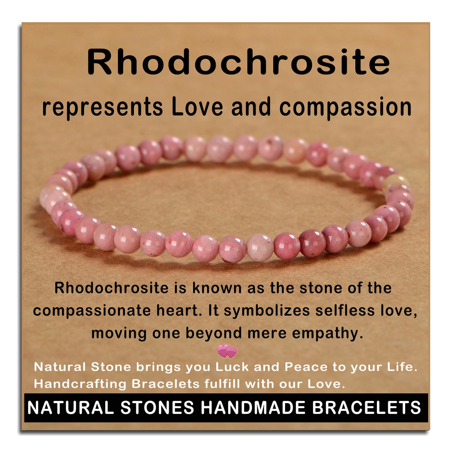AD Beads Handmade Gemstone Stretch Elastic Bracelet Crystal Healing Reiki Nature's Beauty and Spiritual Essence Unisex (4mm, Black Tourmaline (Best protection))
