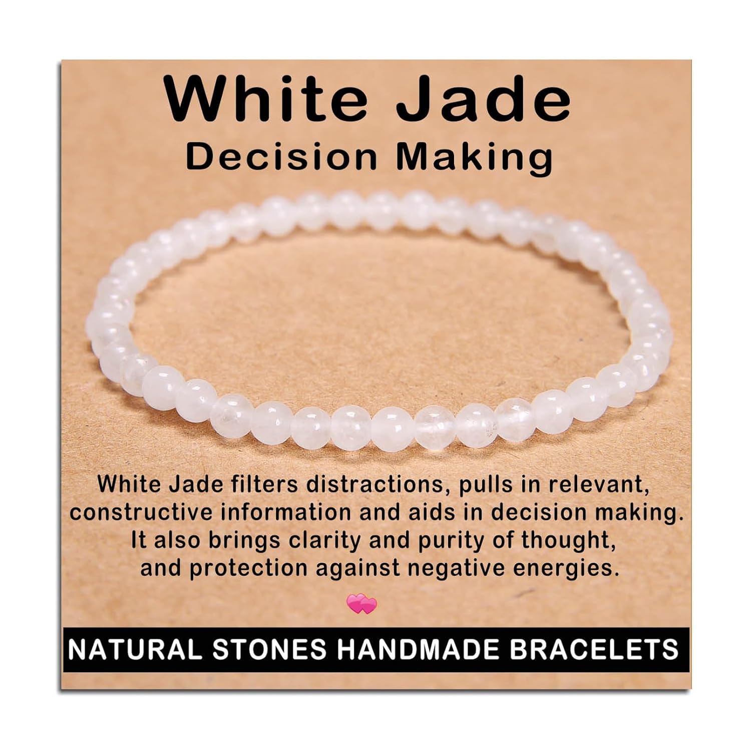 AD Beads Handmade Gemstone Stretch Elastic Bracelet Crystal Healing Reiki Nature's Beauty and Spiritual Essence Unisex (4mm, Black Tourmaline (Best protection))
