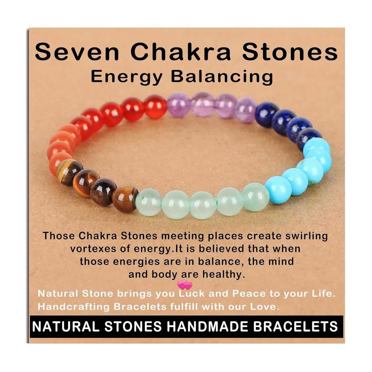 AD Beads Handmade Gemstone Stretch Elastic Bracelet Crystal Healing Reiki Nature's Beauty and Spiritual Essence Unisex (4mm, Black Tourmaline (Best protection))