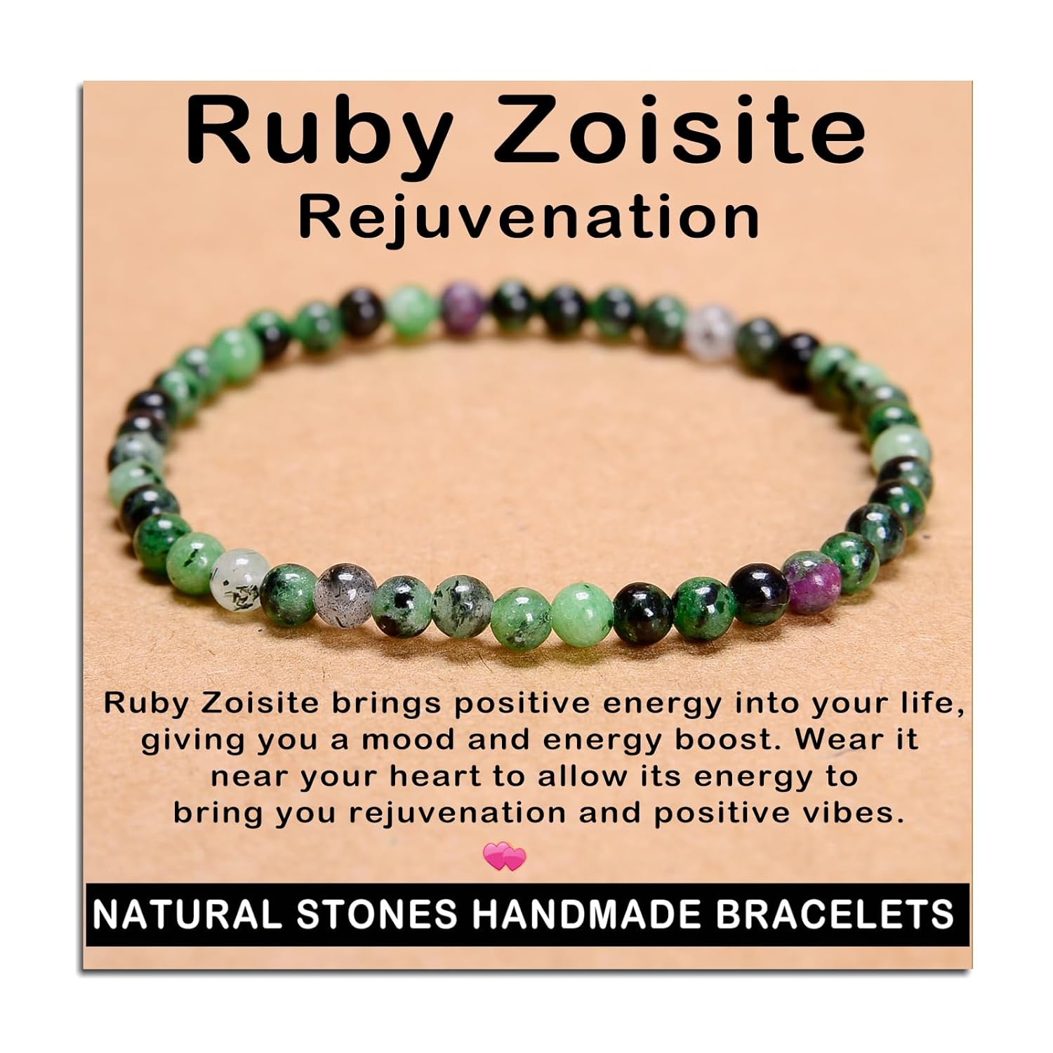 AD Beads Handmade Gemstone Stretch Elastic Bracelet Crystal Healing Reiki Nature's Beauty and Spiritual Essence Unisex (4mm, Black Tourmaline (Best protection))