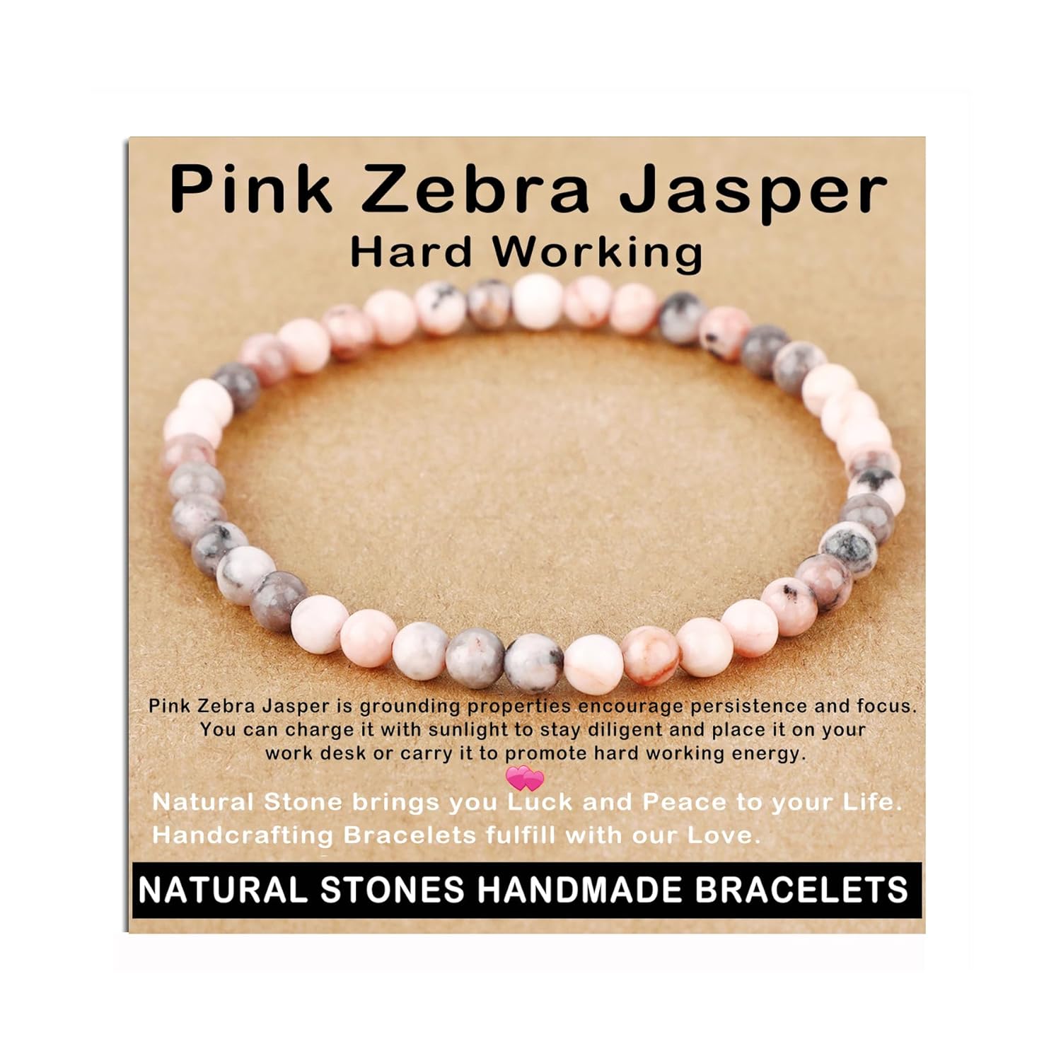 AD Beads Handmade Gemstone Stretch Elastic Bracelet Crystal Healing Reiki Nature's Beauty and Spiritual Essence Unisex (4mm, Black Tourmaline (Best protection))