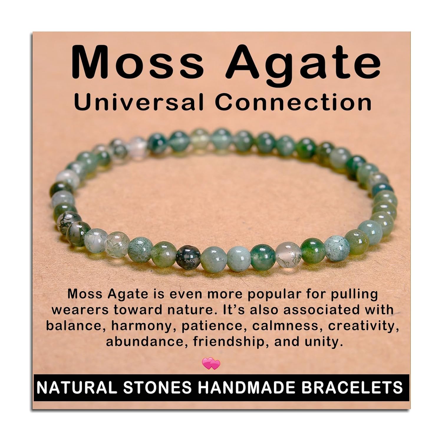 AD Beads Handmade Gemstone Stretch Elastic Bracelet Crystal Healing Reiki Nature's Beauty and Spiritual Essence Unisex (4mm, Black Tourmaline (Best protection))